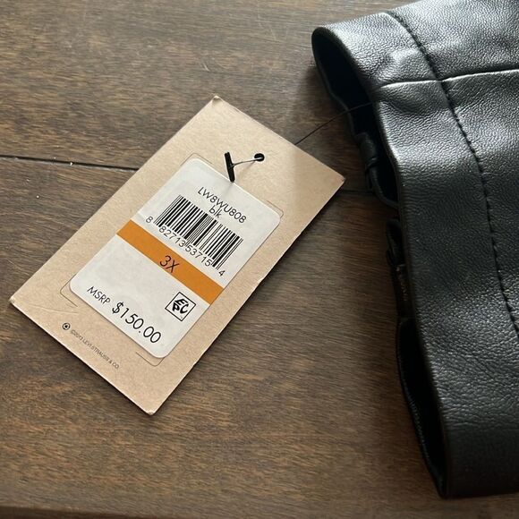 NWT Levi's  Faux Leather Belted Motorcycle Jacket - Black - Picture 14 of 16